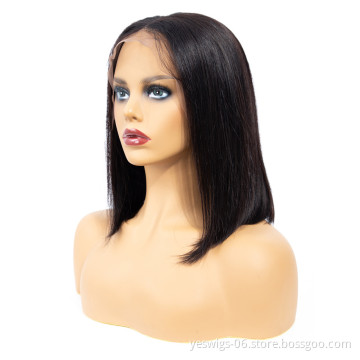 Cambodian Virgin Hair Human Cuticle Aligned Lace Front Wigs Short Bob Style Straight Wave Unprocessed 10A Remy Human Lace Wig